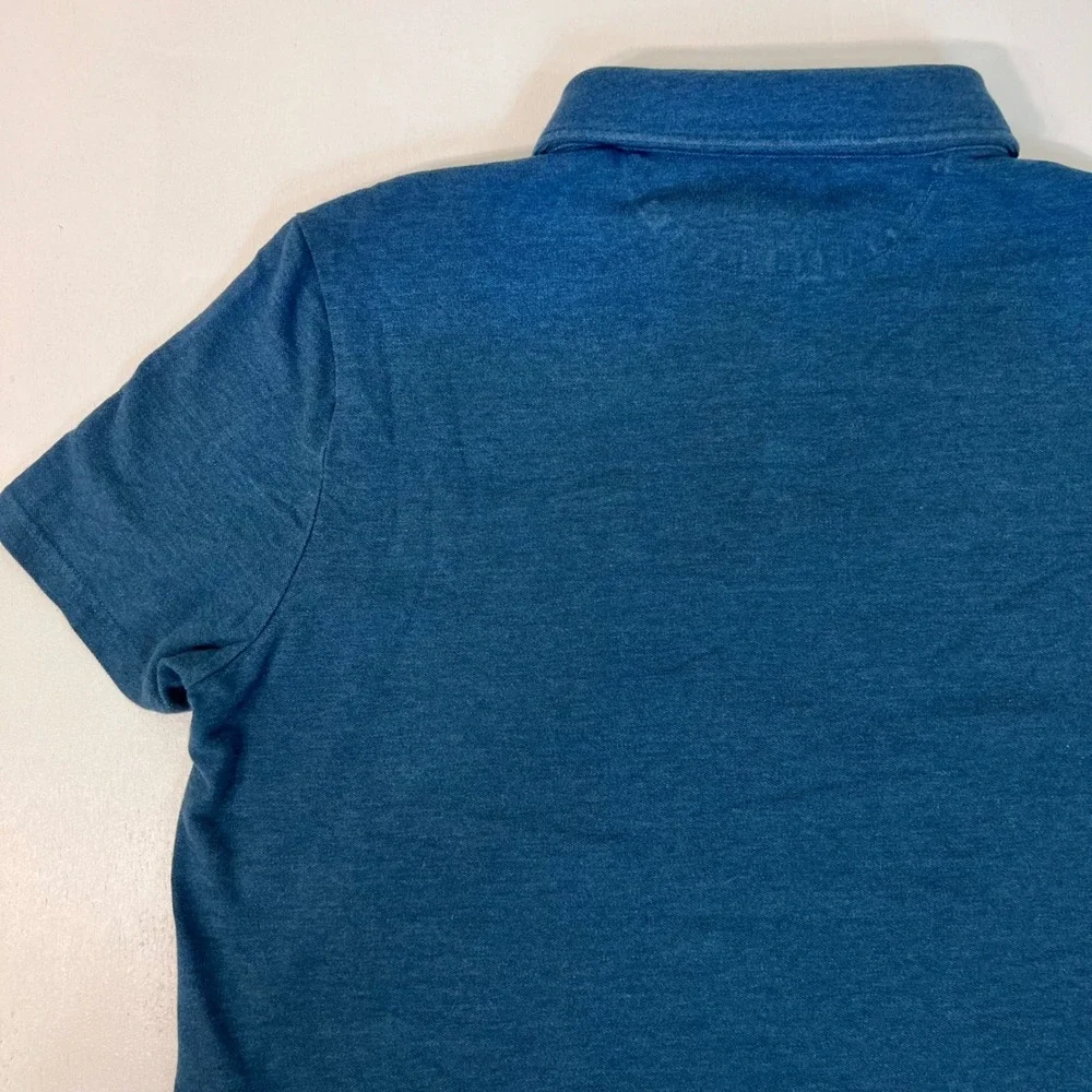 Banana Republic Performance Pique Polo L Blue Short Sleeve Chest Pocket Stretch